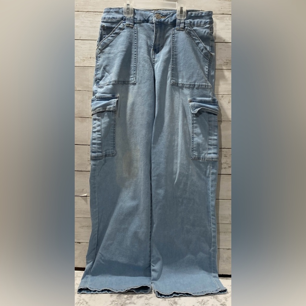 YMI Low Rise Bootcut Cargo Jeans Pants Stretch Blue Denim Women's 5/27
